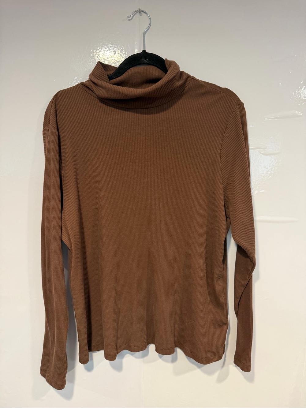 Brown Old Navy Ribbed Turtleneck Long Sleeve Top